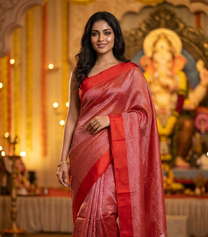 Stardust Eclipse Gold Tissue Banarasi Silk Saree