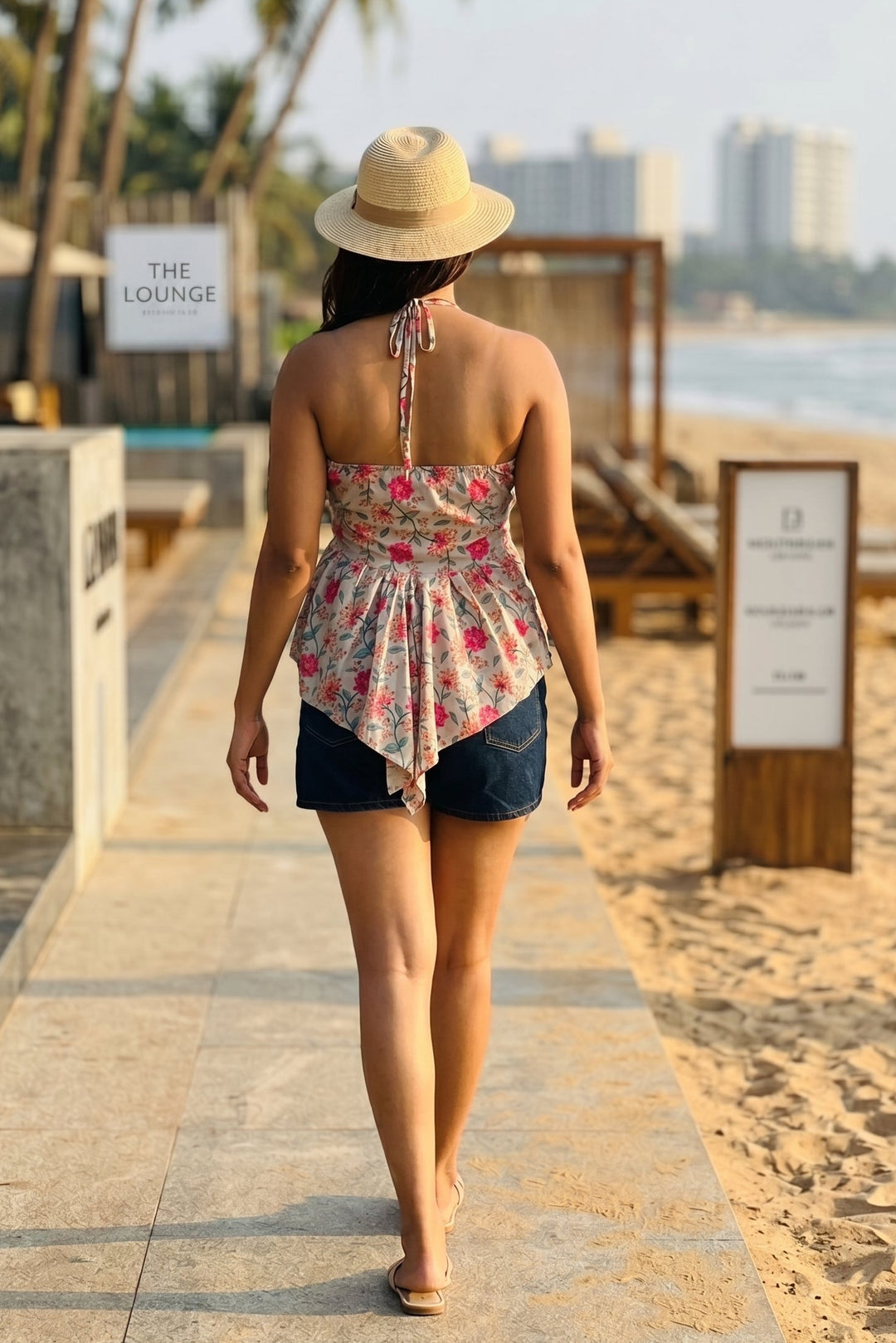 Halter Tie-Back Peplum Top