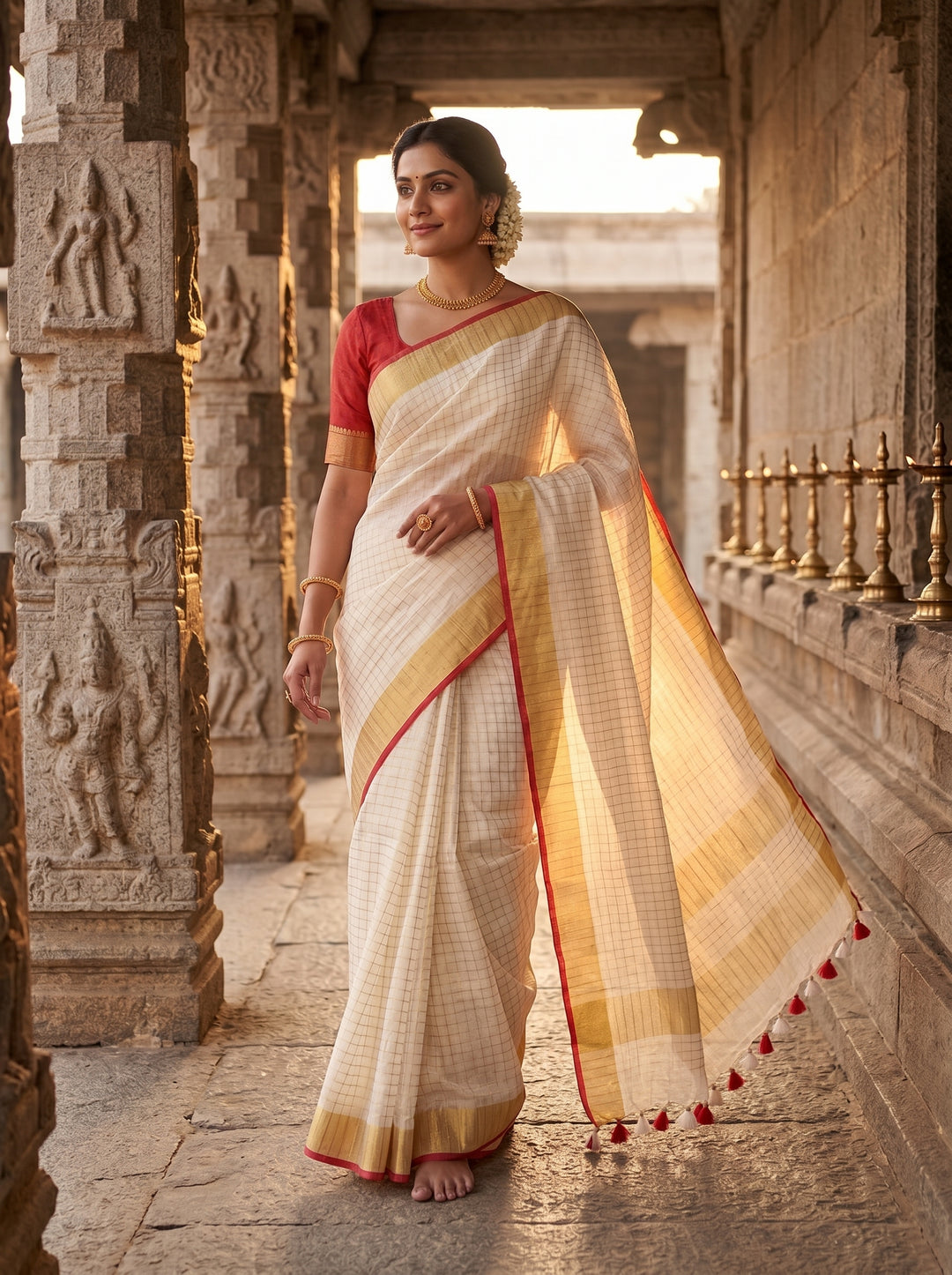 Swarnarekha Pure Linen Saree