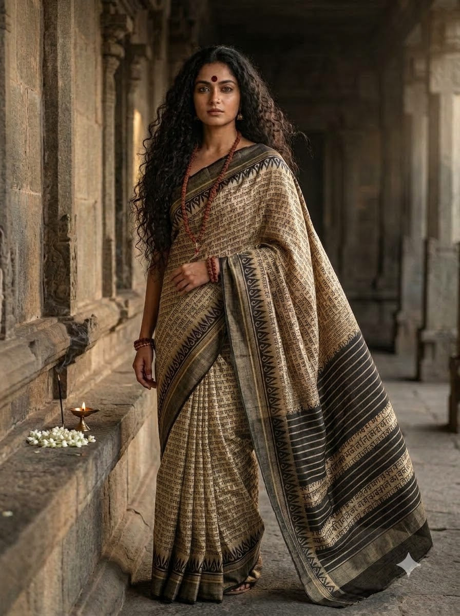 Vedic Scholar - Aabhaangi Ghicha Tussar Silk Saree