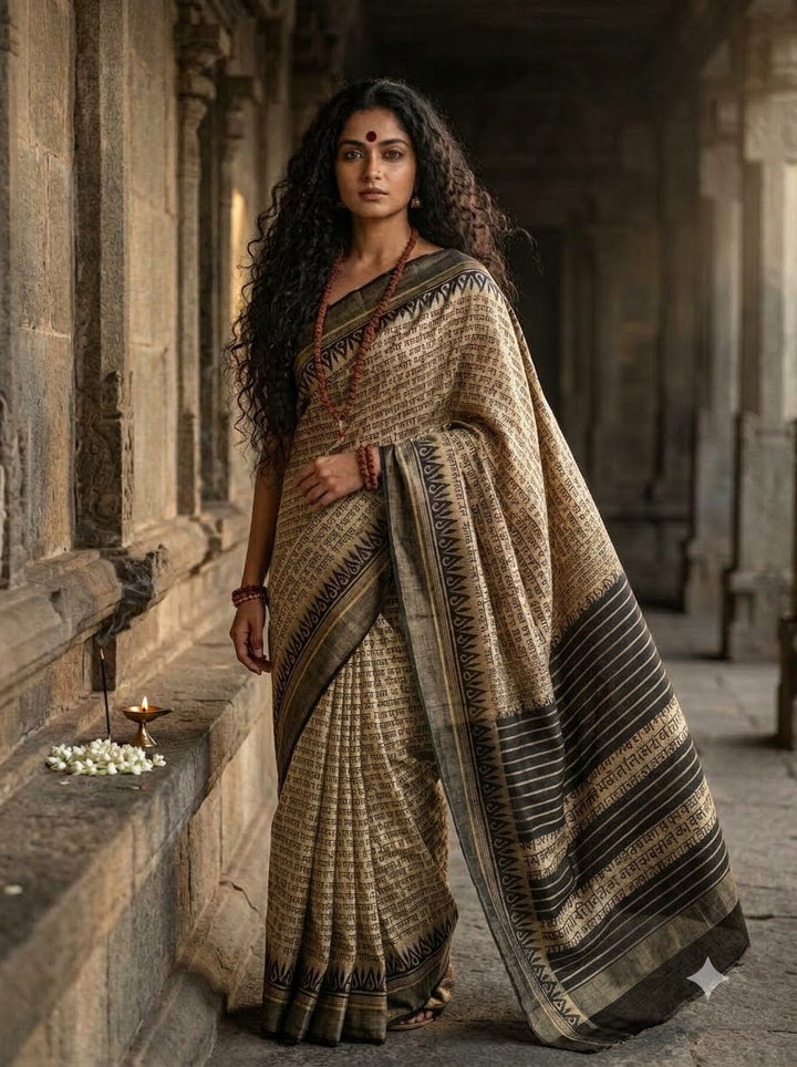 Vedic Scholar - Aabhaangi Ghicha Tussar Silk Saree