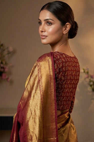 Simple And Fancy Cotton Ajrakh Blouse