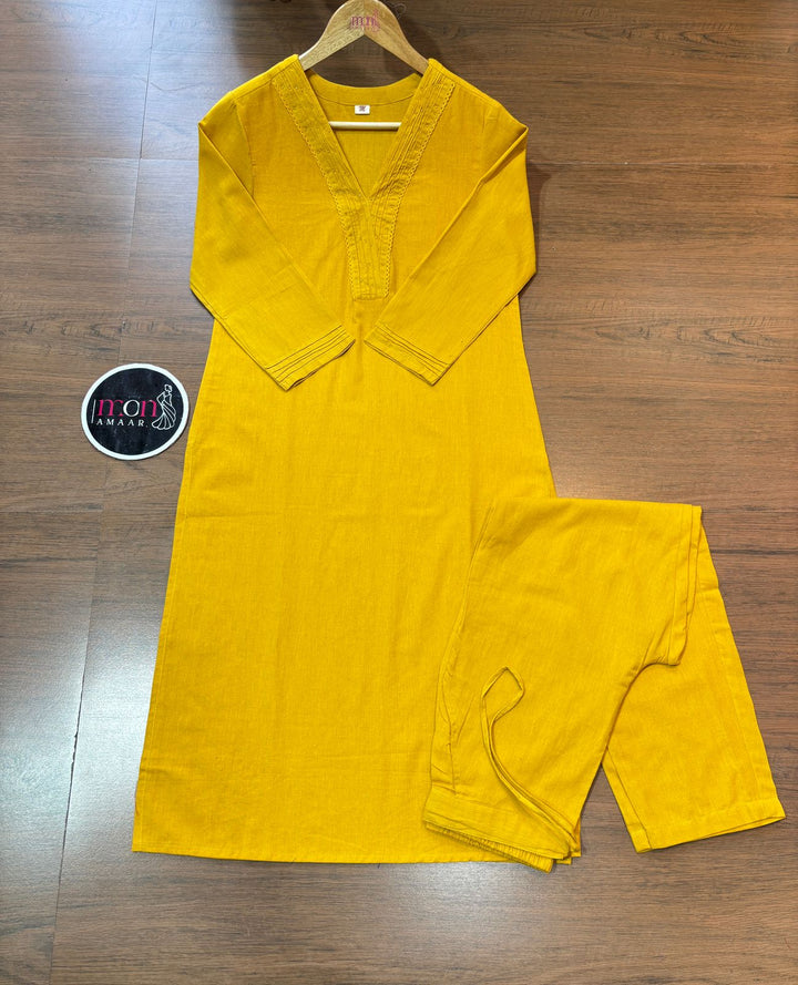 Vrinda -Yellow Cotton Coord Set
