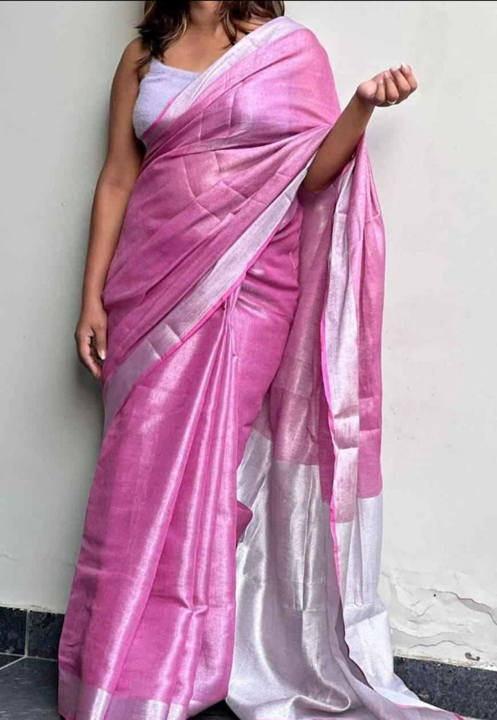 Pure Handwoven Tissue Linen Saree [Shade 3]
