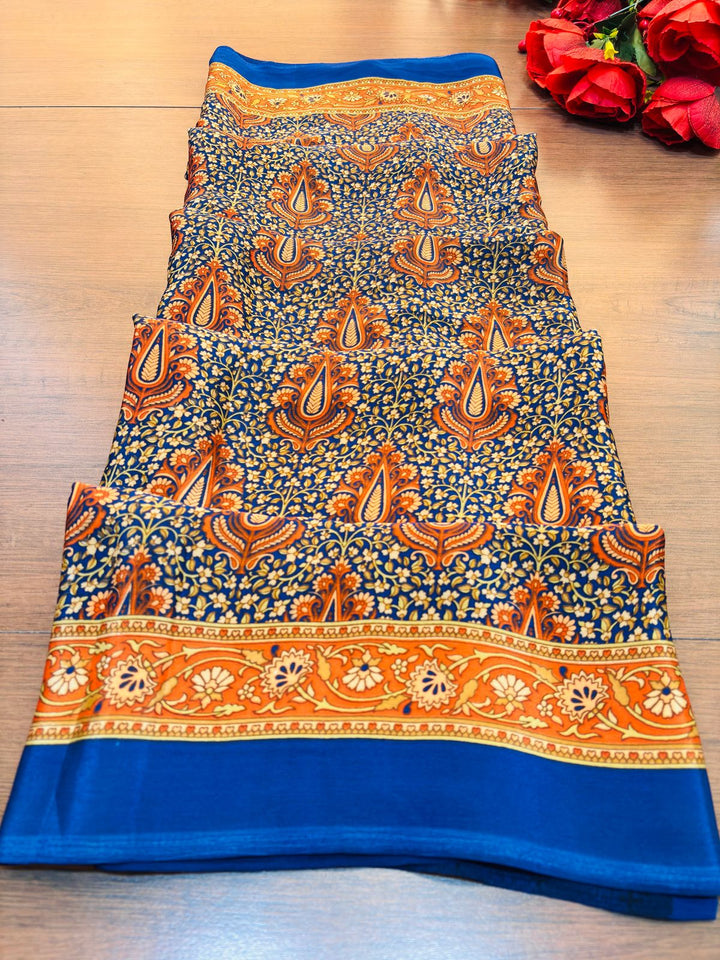 Fancy Silk Saree With Pashmina Print