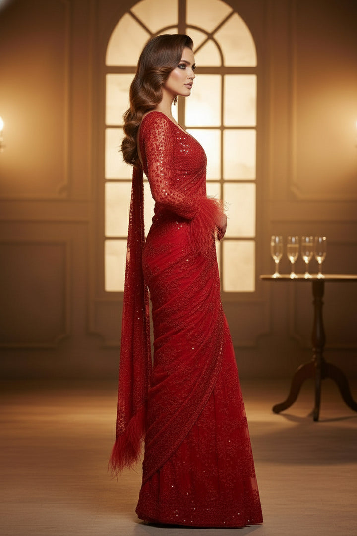 Queen Of Destiny Designer Net Saree