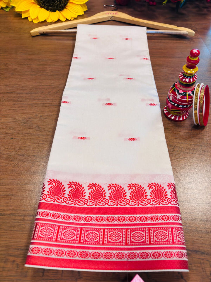 Shubho - The Auspicious White Red Saree