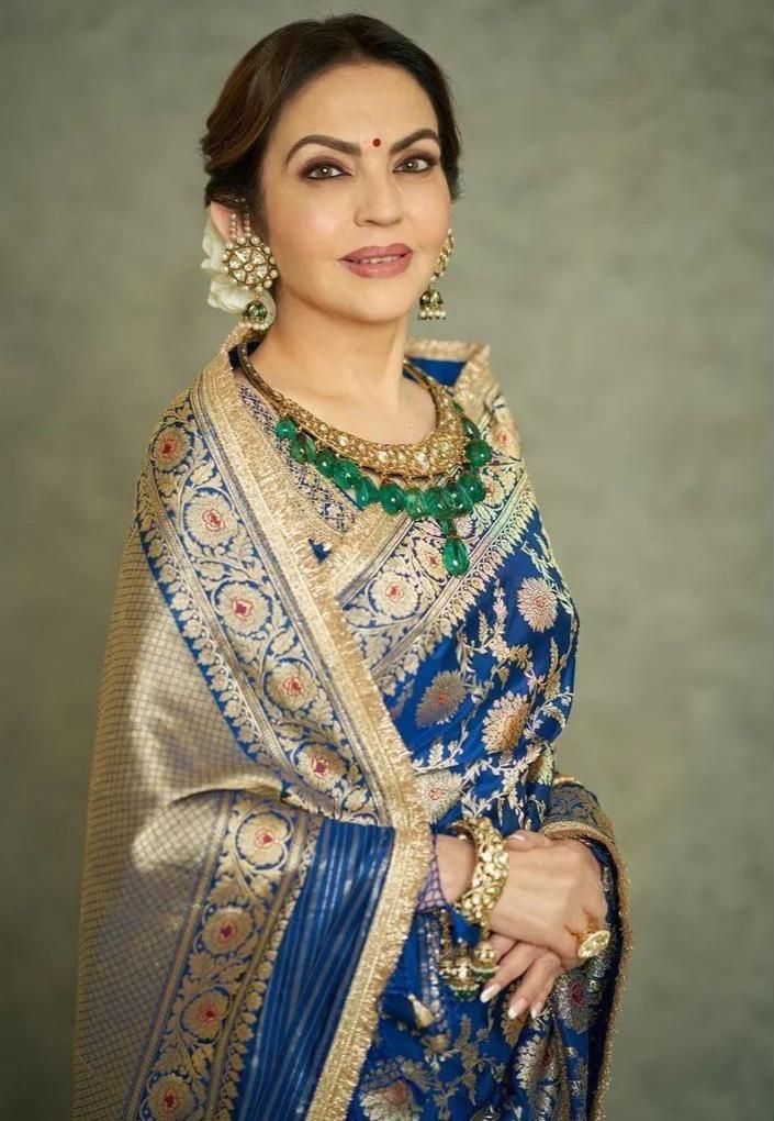 Nita Ambani Inspired Banarasi Semi Katan Silk Saree