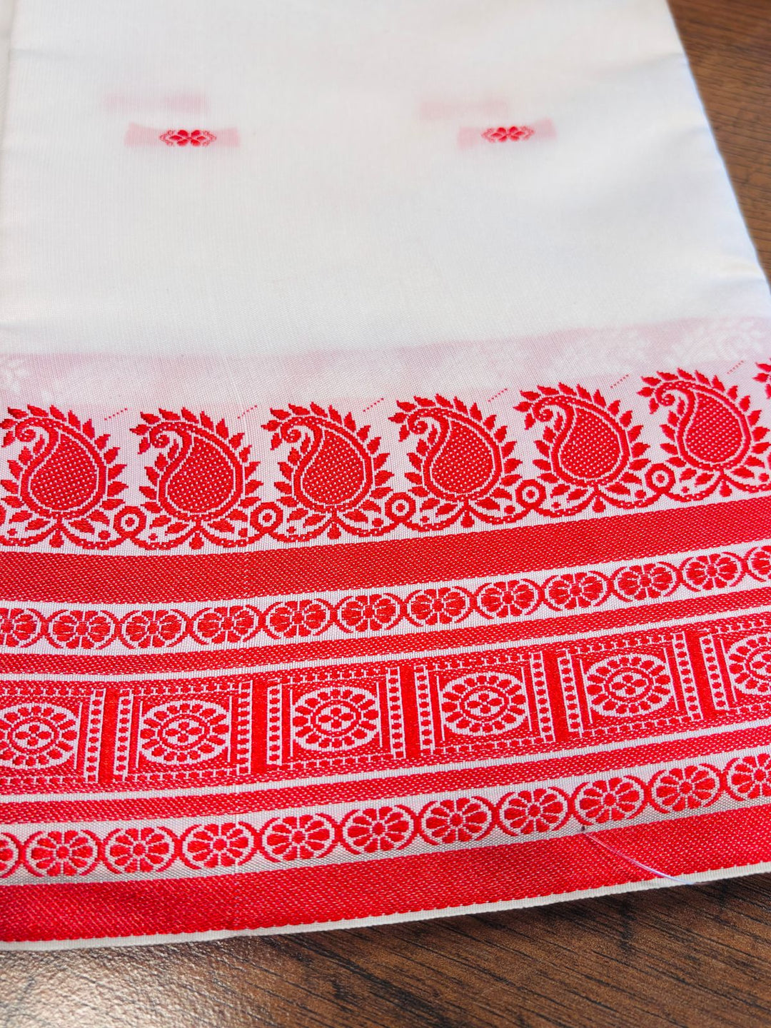Shubho - The Auspicious White Red Saree