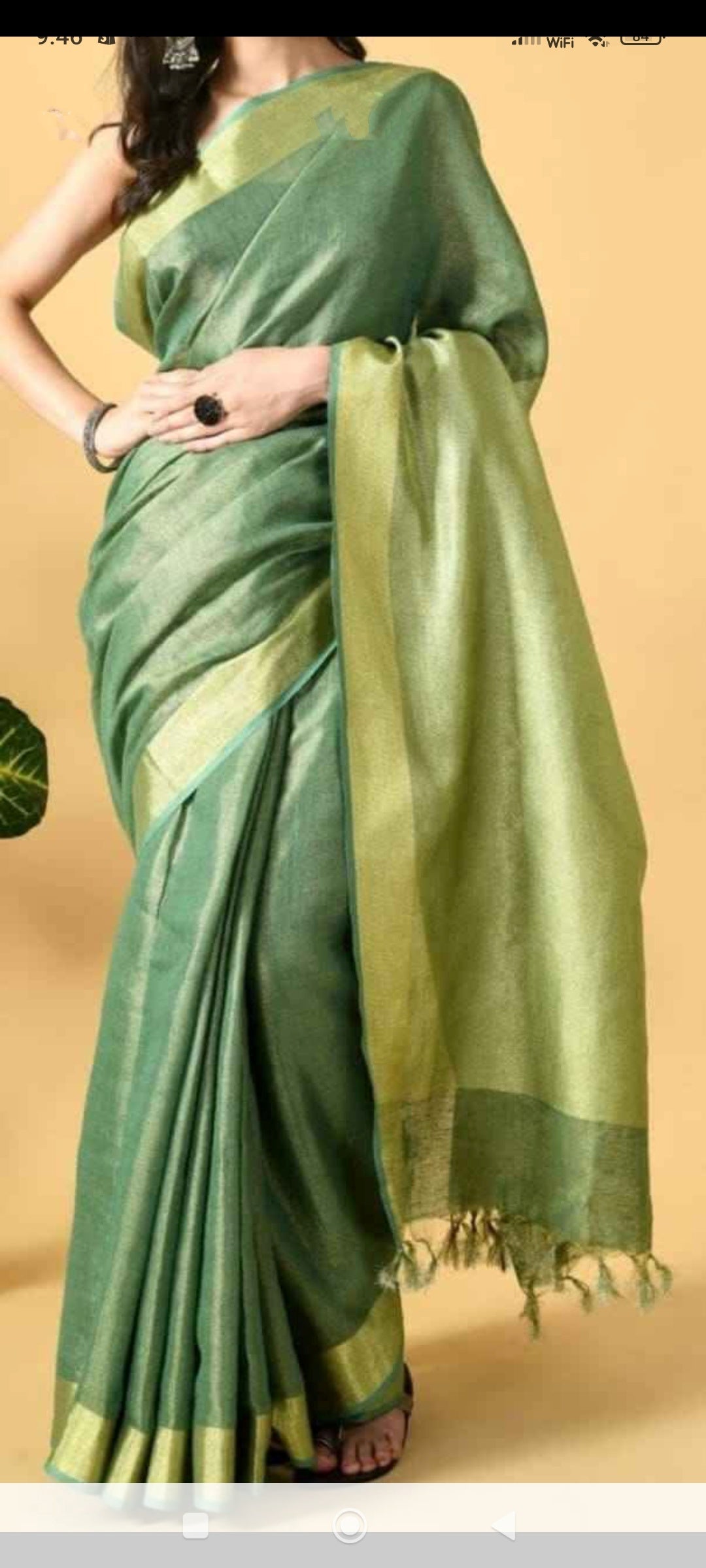 Pure Handwoven Tissue Linen Saree [Shade 1]