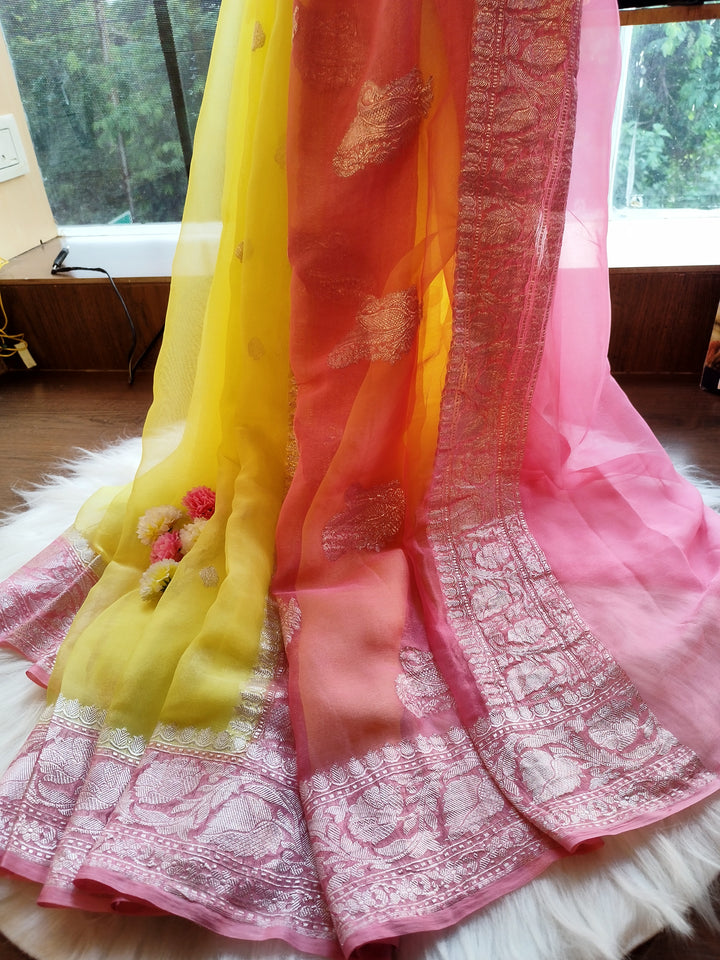 Legacy Of Khaddi Chiffon Handloom Banarasi Saree