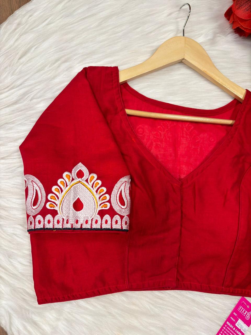 Agomoni -Traditional Designer Red Blouse