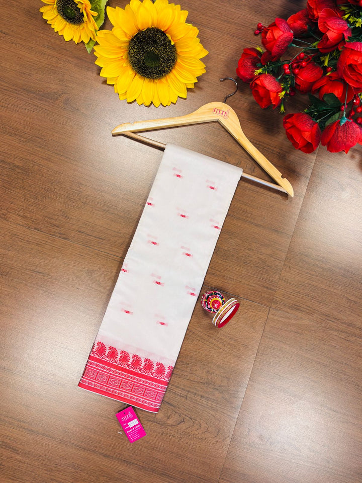 Shubho - The Auspicious White Red Saree