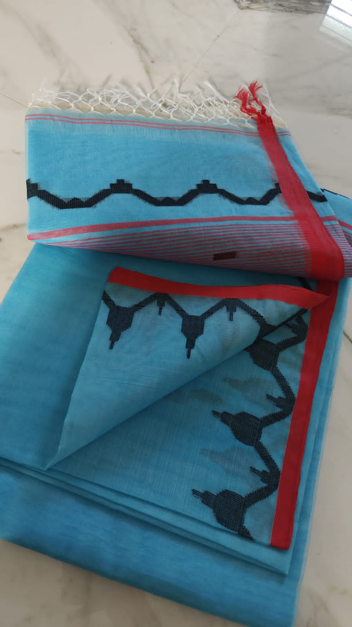 Sanjida - Temple Border Muslin Resham Saree