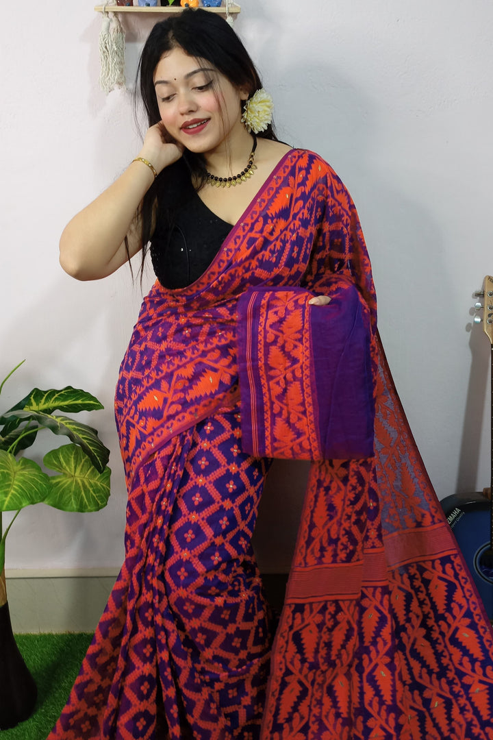 Moner Majhe Dhakai Jamdani Saree