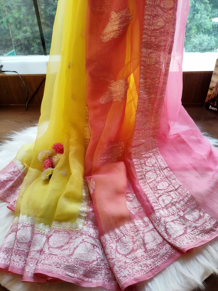 Legacy Of Khaddi Chiffon Handloom Banarasi Saree