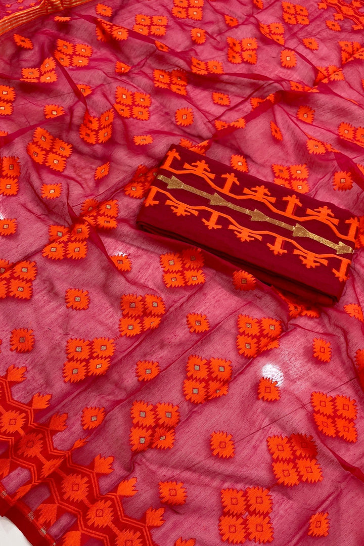 Laal Maati Dhakai Jamdani Saree