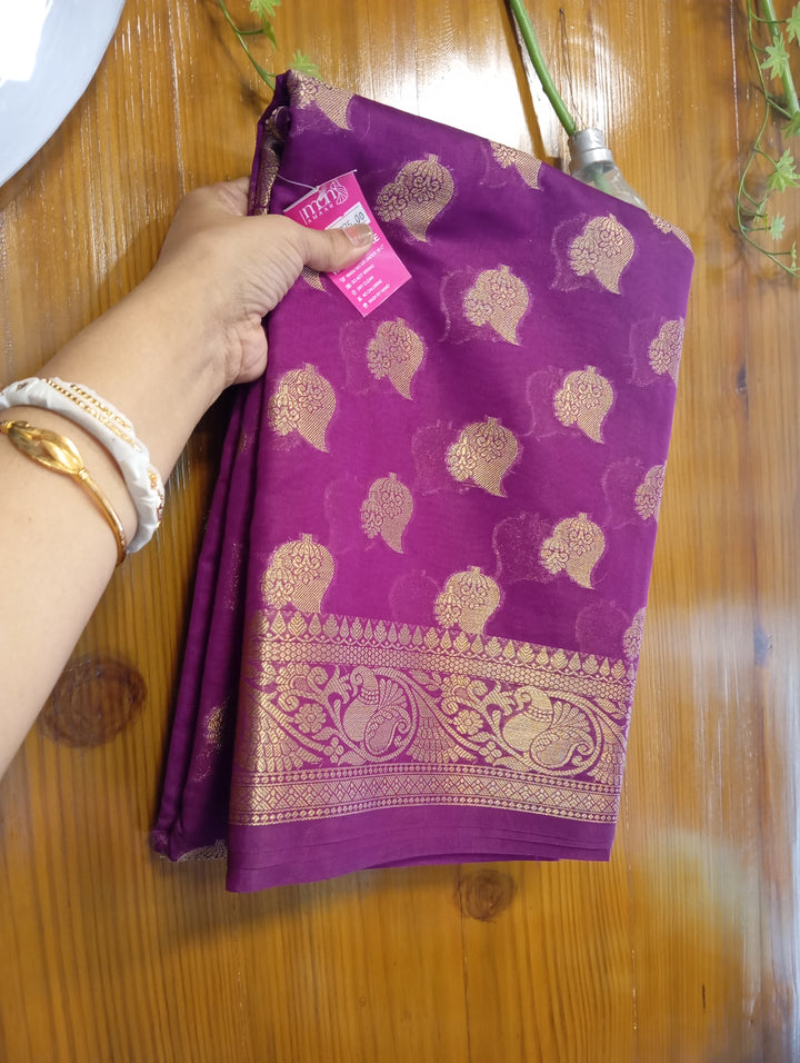 Wine Beauty Banarasi Semi Georgette Saree