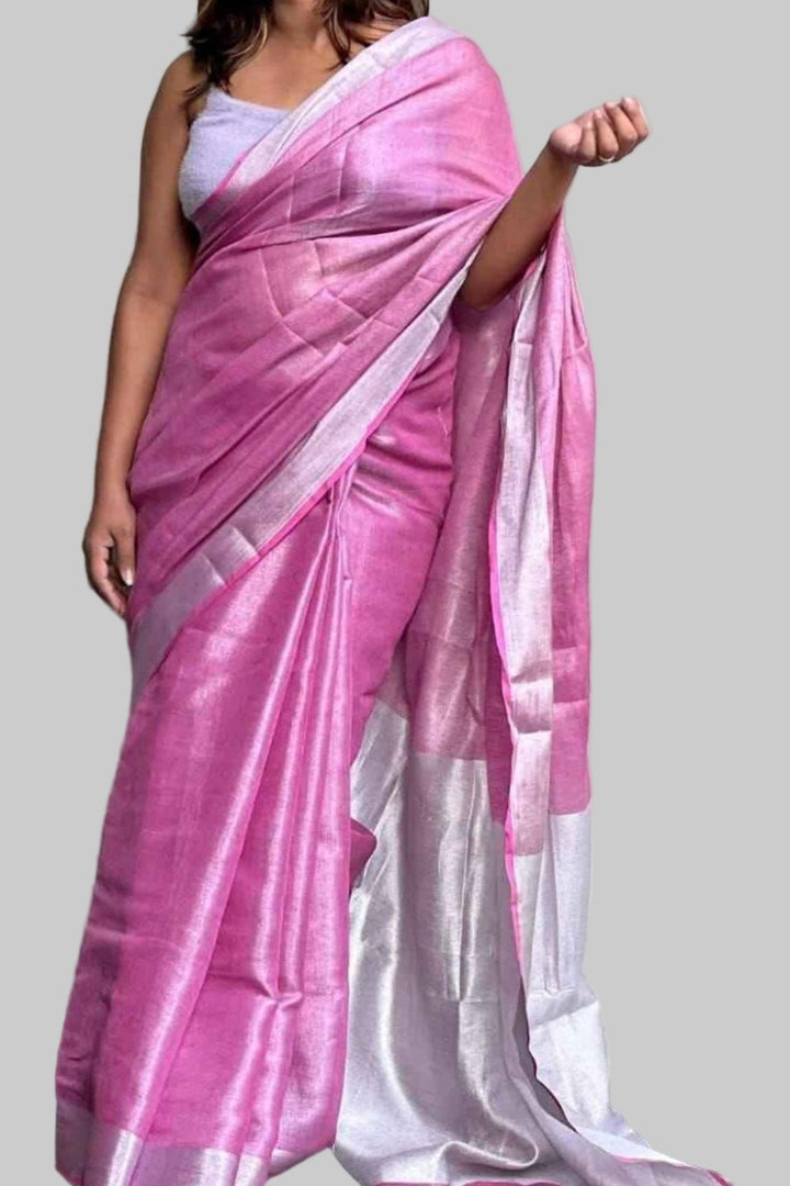 Pure Handwoven Tissue Linen Saree [Shade 3]
