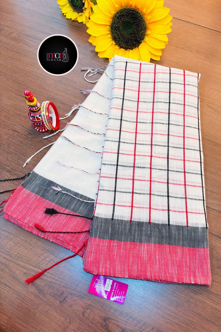 Embrace Heritage: Bengal Handloom  Khadi Cotton Saree