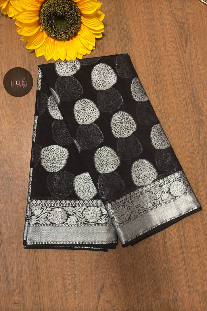 Silver Glow-Linen Banarasi Saree