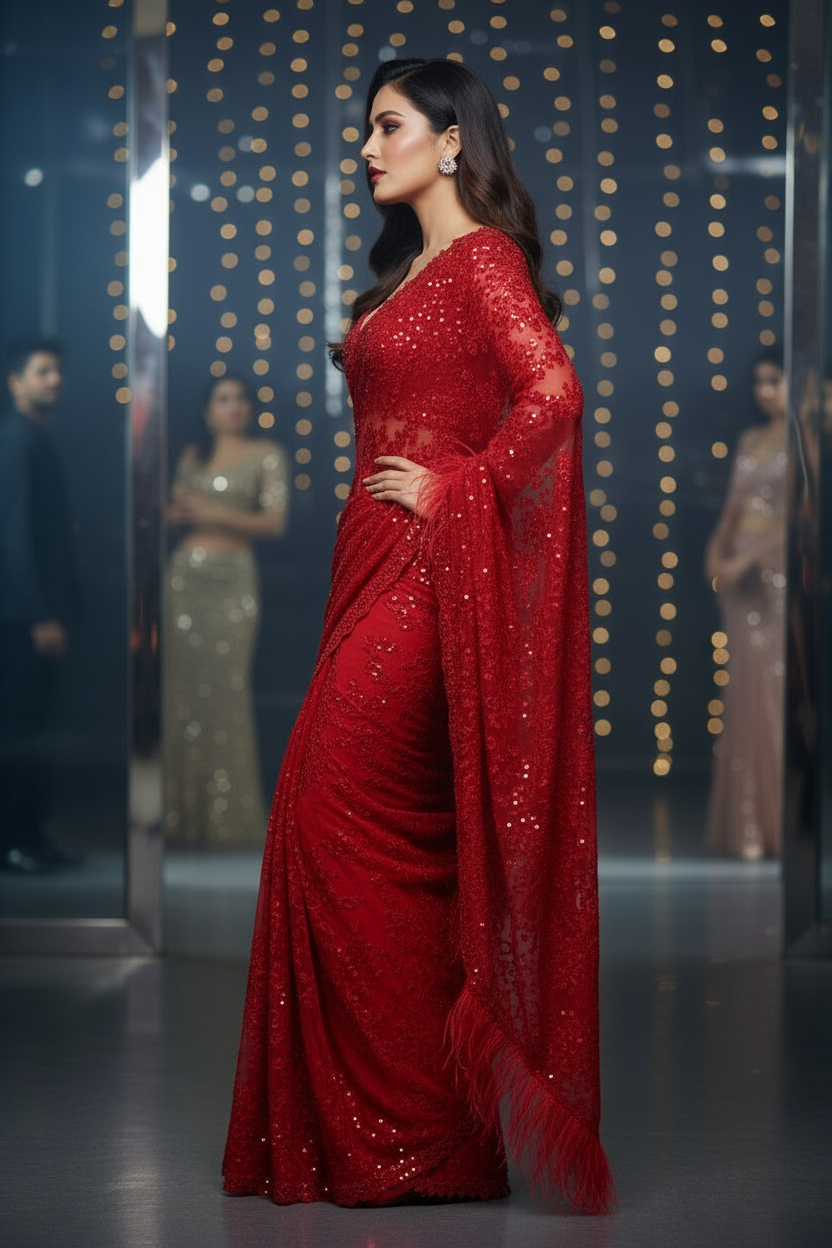 Queen Of Destiny Designer Net Saree