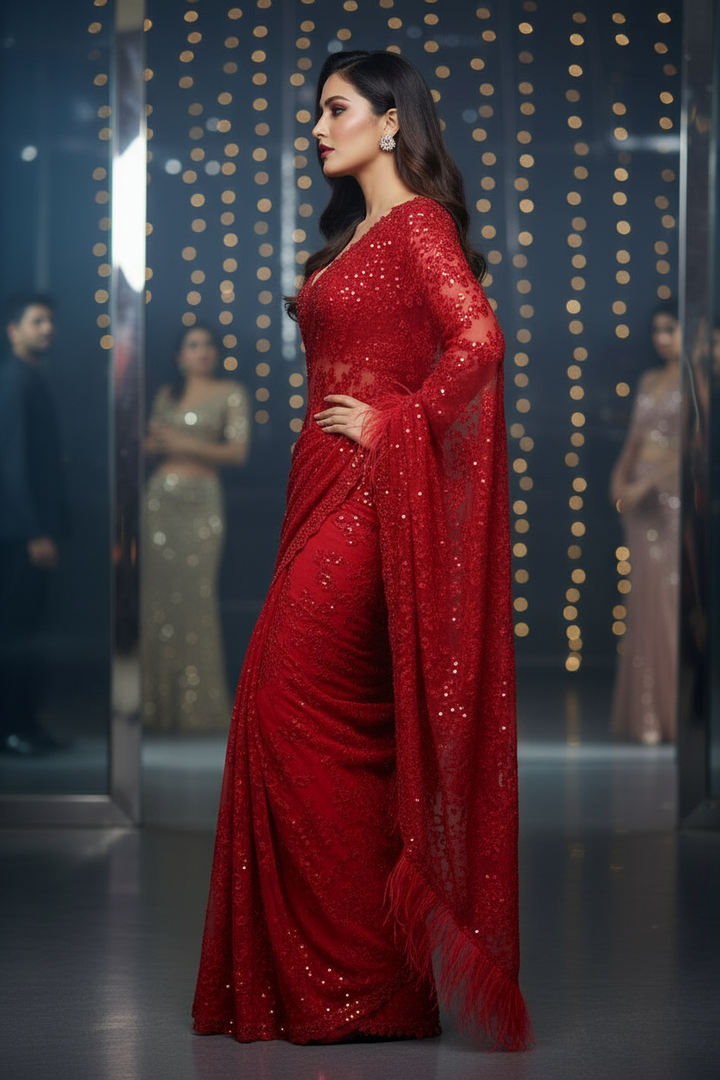 Queen Of Destiny Designer Net Saree