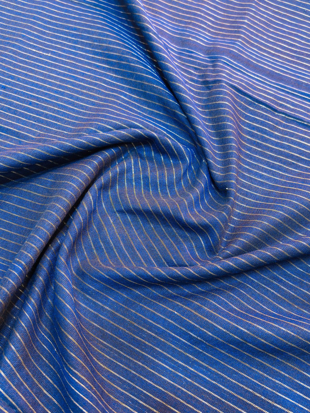 Wisley Crafted -Blue Bengal Stripe Khadi Saree