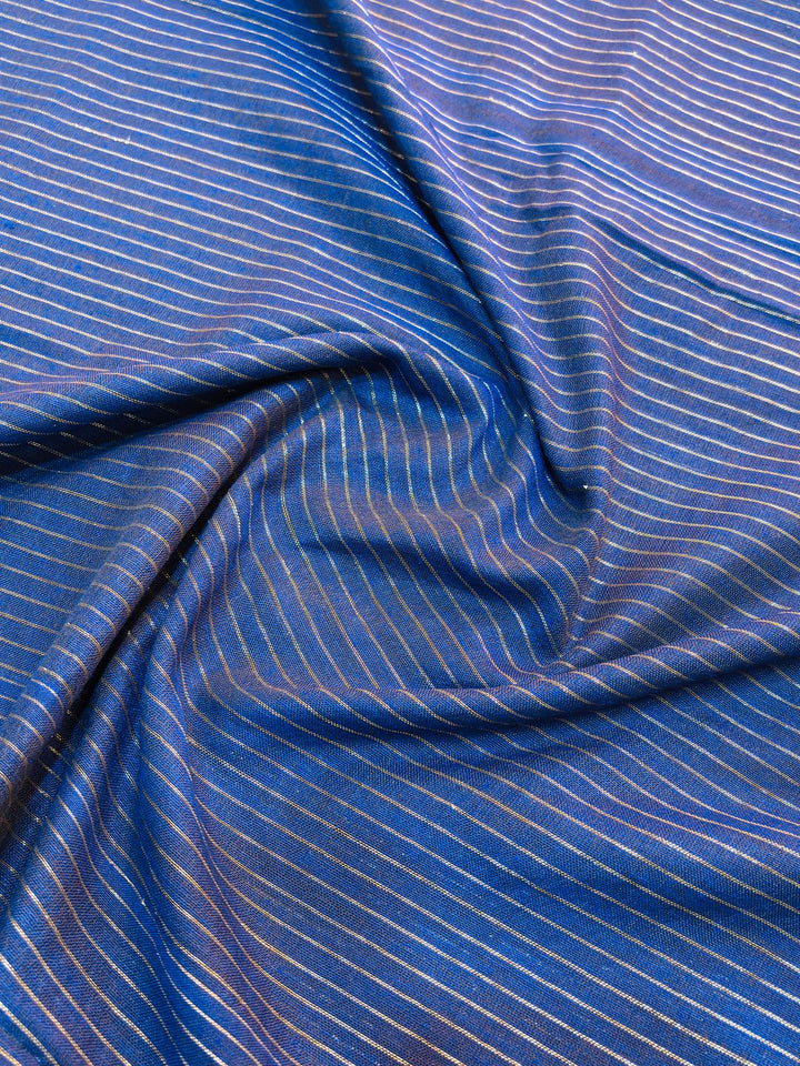 Wisley Crafted -Blue Bengal Stripe Khadi Saree