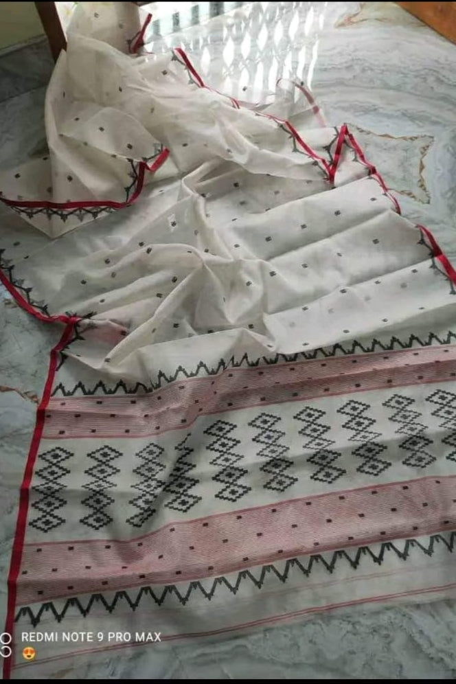 Sanjida - Temple Border Muslin Resham Saree