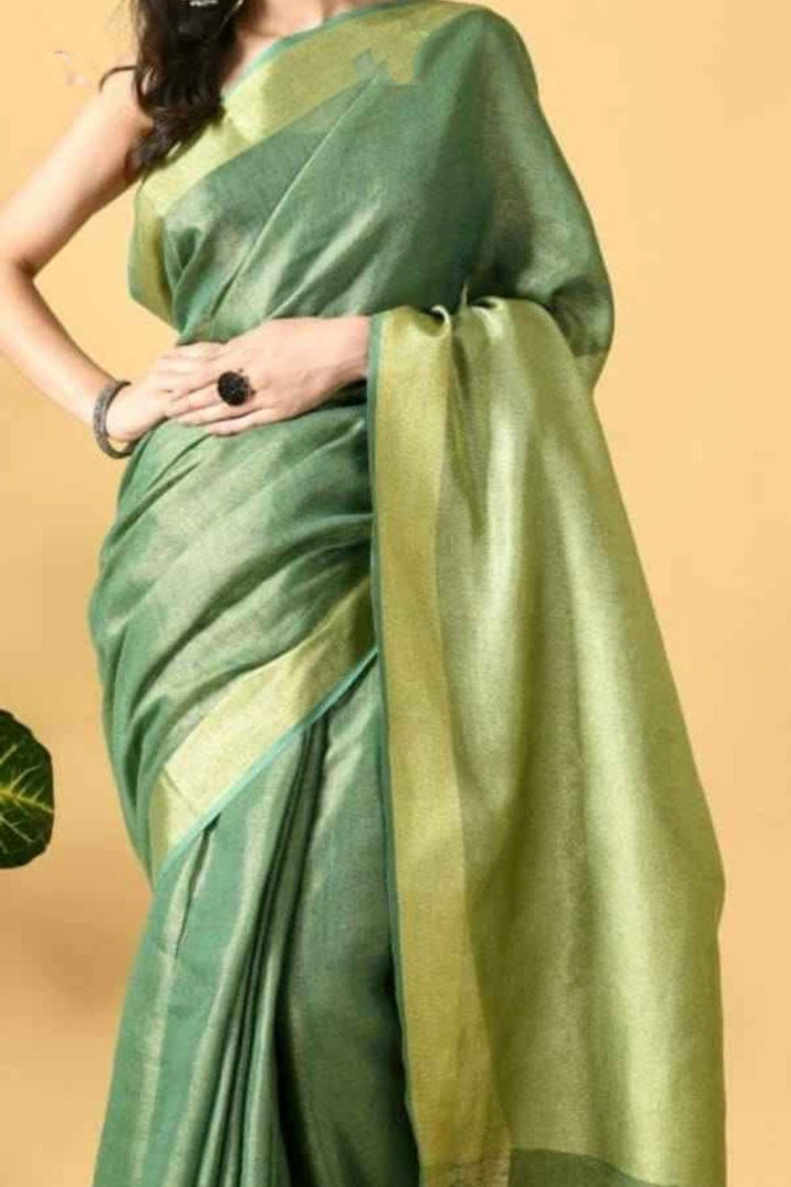 Pure Handwoven Tissue Linen Saree [Shade 1]