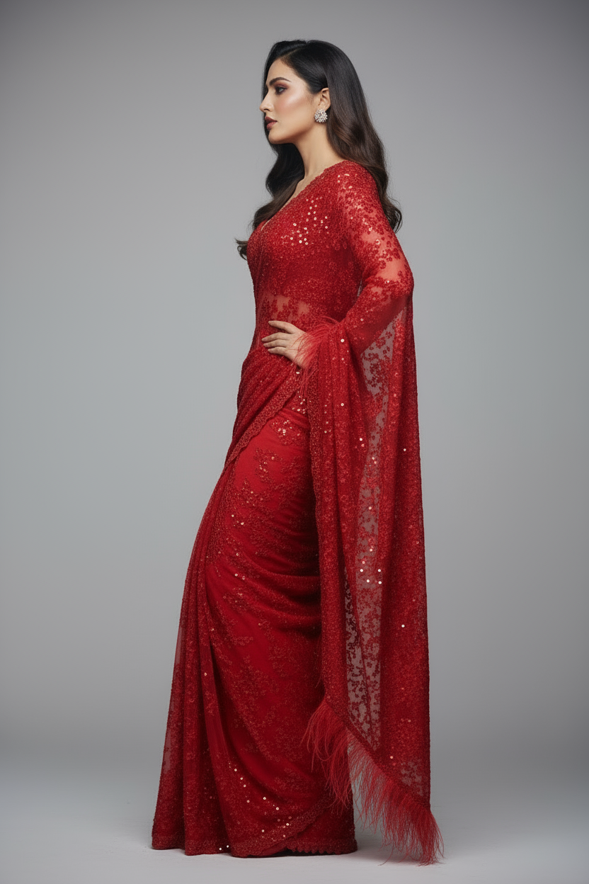 Queen Of Destiny Designer Net Saree