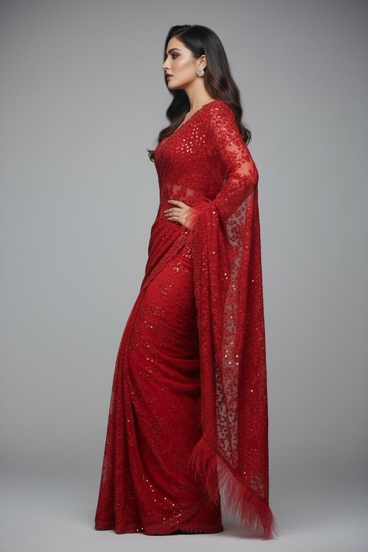 Queen Of Destiny Designer Net Saree