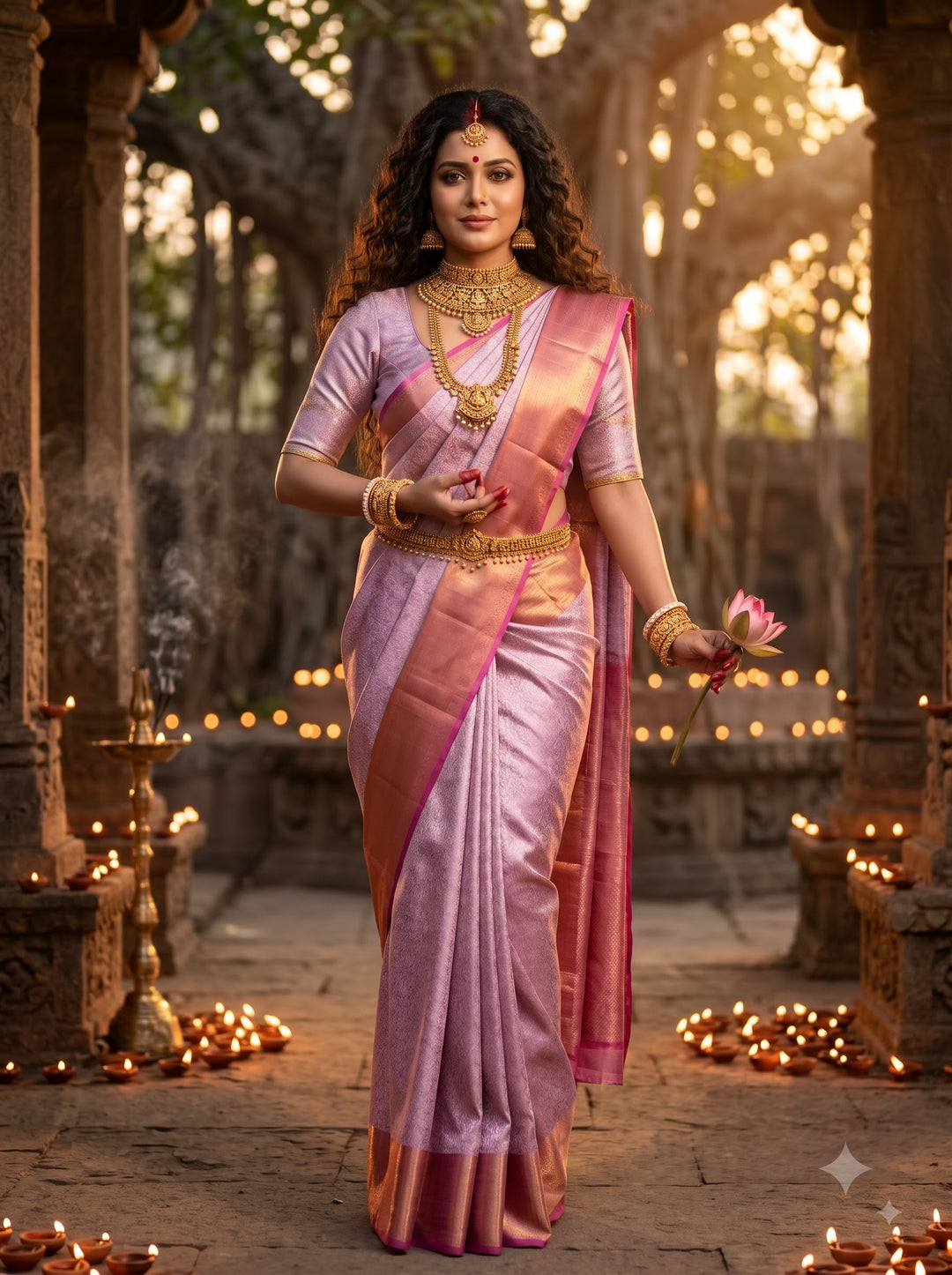 Classic Pink & Gold Weave  Banarasi Tissue Silk Saree