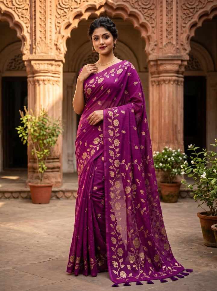 Pushpakunj Pure Mul Cotton Saree