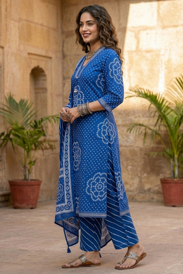 The Indigo Heritage Cotton Kurti Set