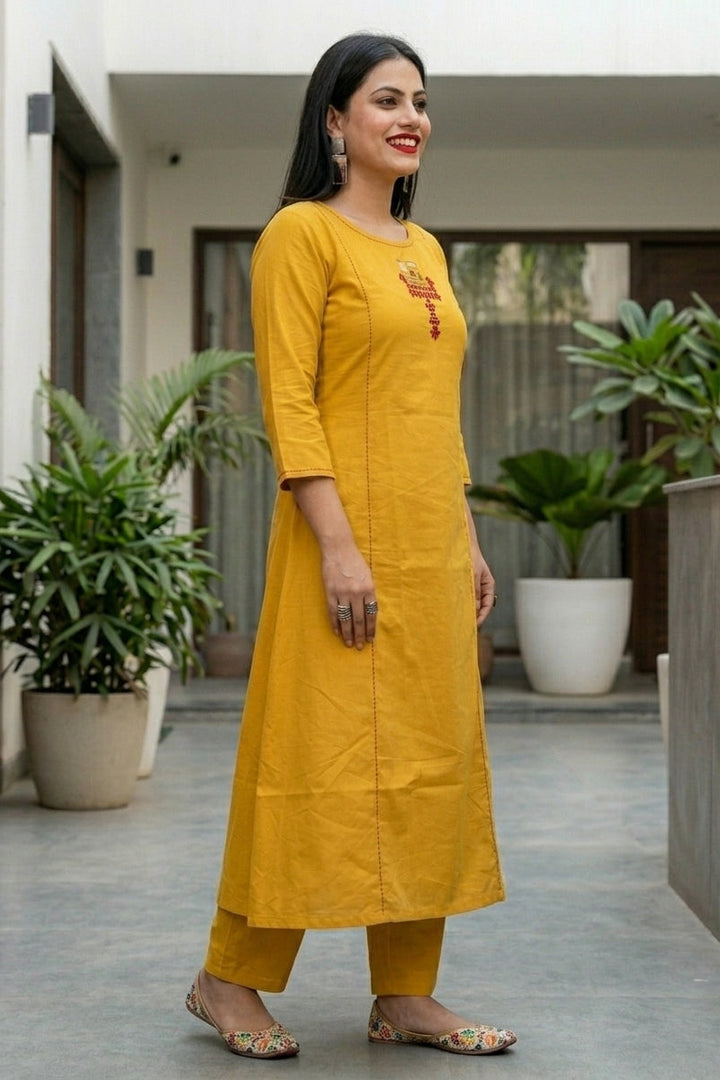 Royal Bloom Cotton Kurti Set
