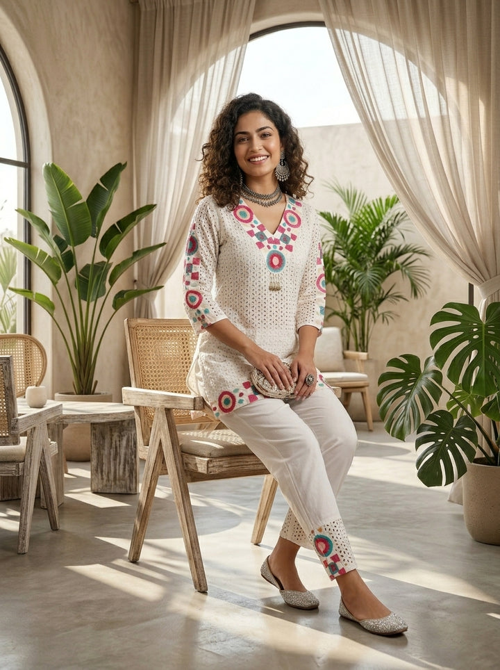 Embroidery Special Cotton Coord Set [Top & Pant]