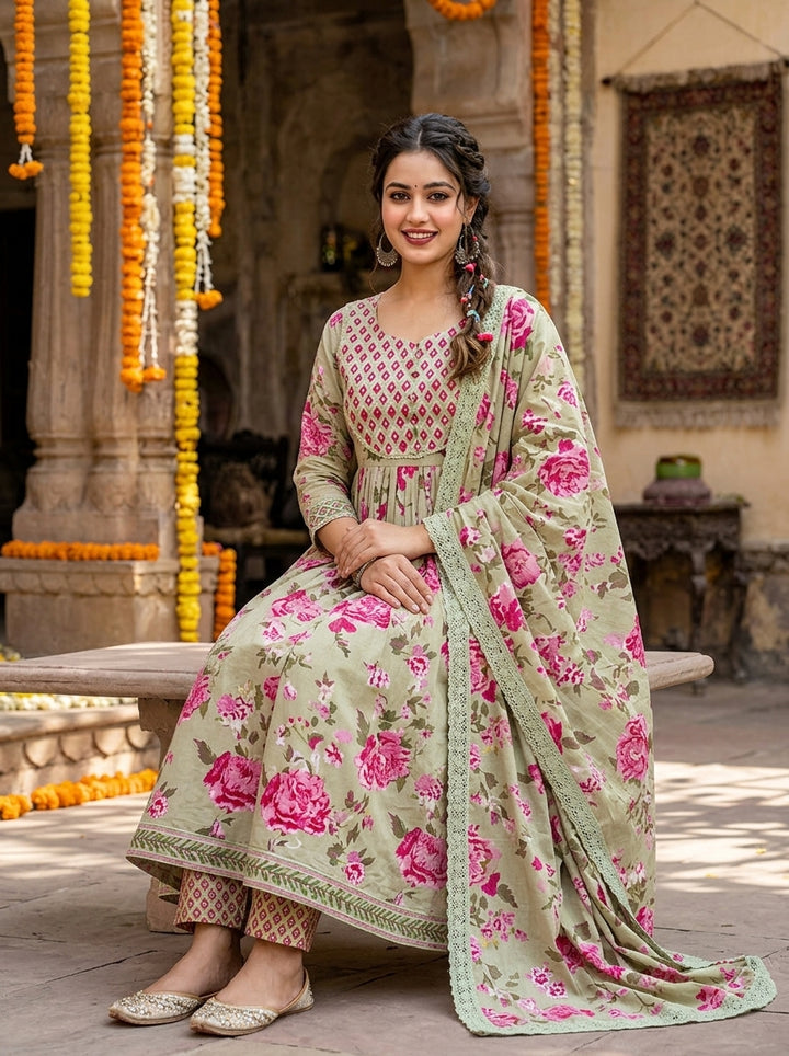 Petal Paradise Cotton Suit Set