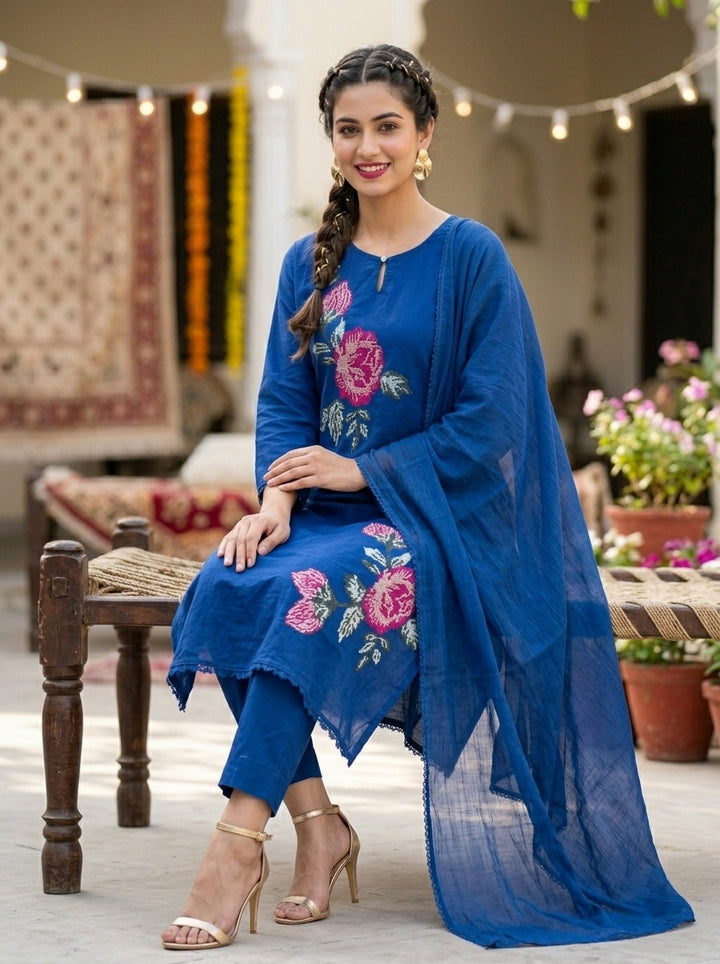 Enchanted Meadow Cotton Kurti Set