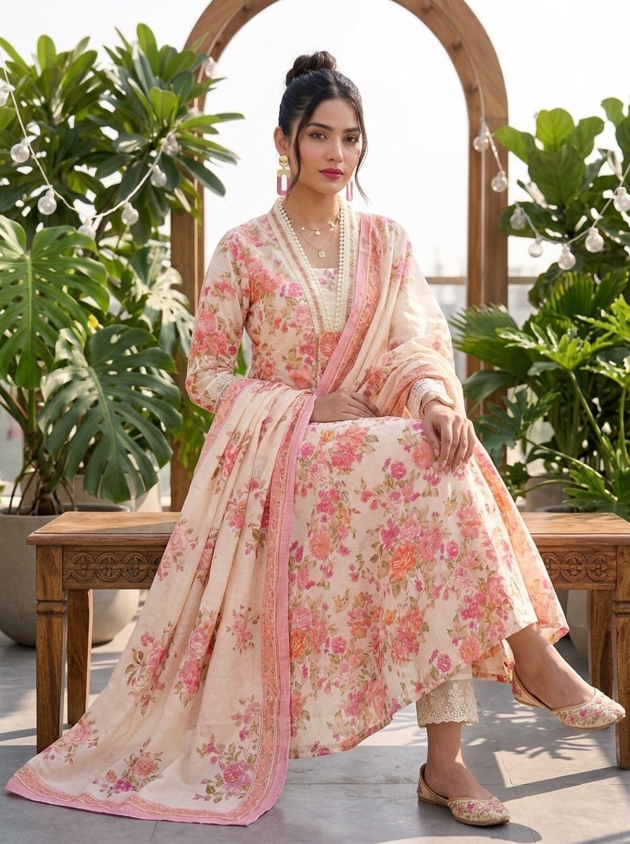Lace Enchante Elegance Cotton Kurti Set