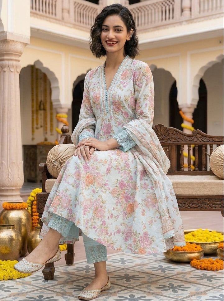 Lace Enchante Elegance Cotton Kurti Set