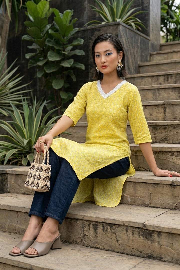 Sunshine Straight-Cut Pure Cotton Kurti