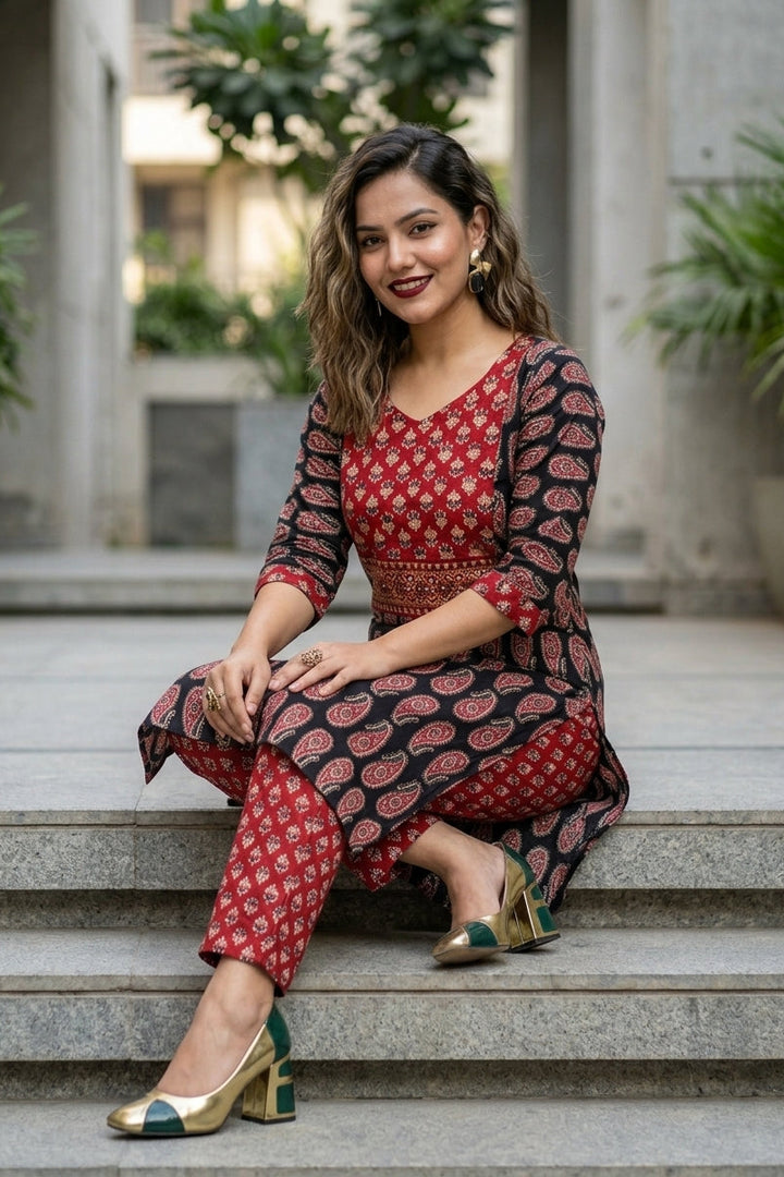 Paisley Poetry Pure Cotton Kurti Set