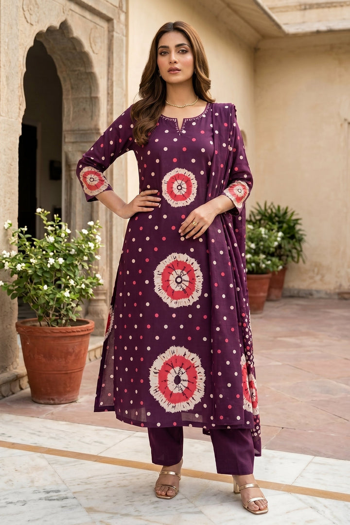 Fuschia Shine Cotton Kurti Set