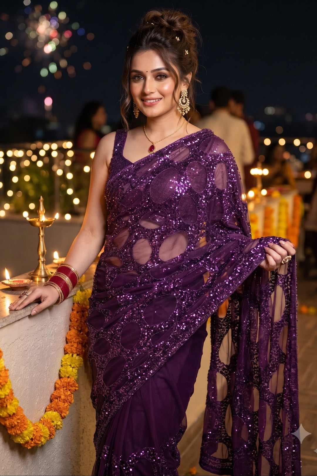 Celestial Gold Net Saree