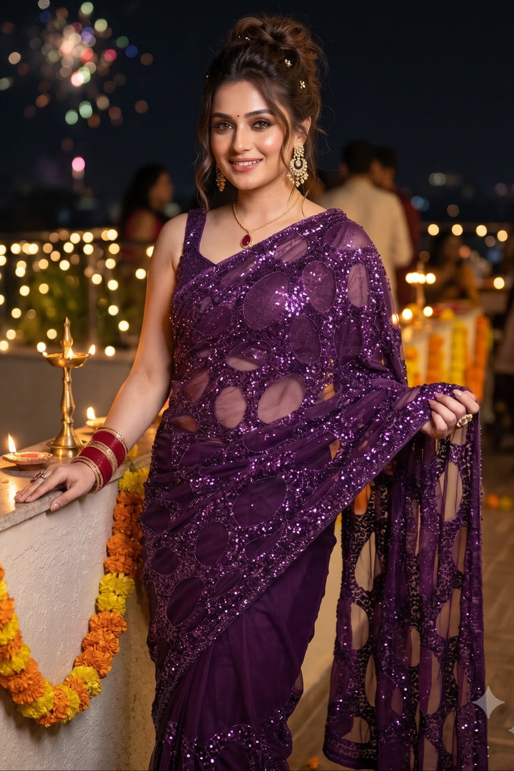 Celestial Gold Net Saree