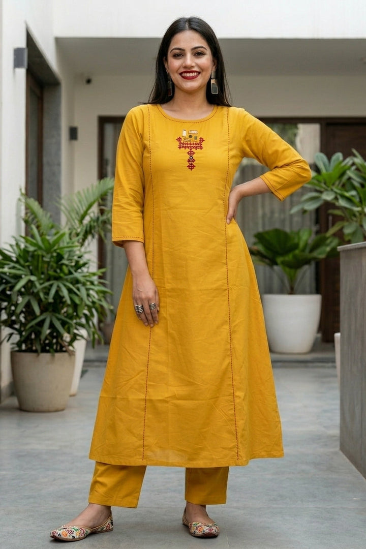 Royal Bloom Cotton Kurti Set