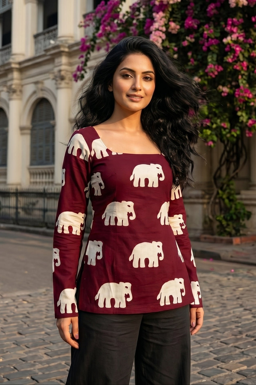 Poetry of Petals Printed Rayon Top