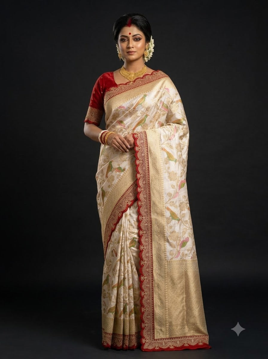 Rajrani Khaddi Georgette Designer Saree with Scallop Border